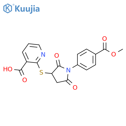 2-({1-[4-(methoxycarbonyl)phenyl]-2,5-dioxopyrrolidin-3-yl}sulfanyl)pyridine-3-carboxylic acid structure
