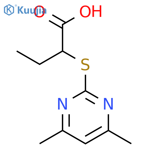 Butanoic acid,2-[(4,6-dimethyl-2-pyrimidinyl)thio]- structure