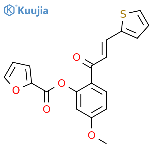 5-methoxy-2-(2E)-3-(thiophen-2-yl)prop-2-enoylphenyl furan-2-carboxylate structure