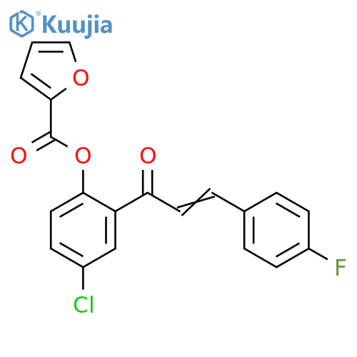 4-chloro-2-(2E)-3-(4-fluorophenyl)prop-2-enoylphenyl furan-2-carboxylate structure