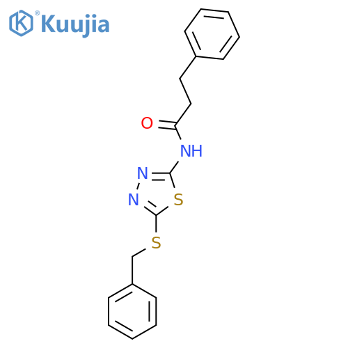 N-[5-(benzylsulfanyl)-1,3,4-thiadiazol-2-yl]-3-phenylpropanamide structure