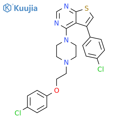 1-2-(4-chlorophenoxy)ethyl-4-5-(4-chlorophenyl)thieno2,3-dpyrimidin-4-ylpiperazine structure