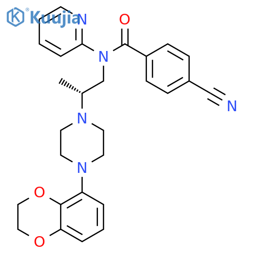 Benzamide,4-cyano-N-[(2R)-2-[4-(2,3-dihydro-1,4-benzodioxin-5-yl)-1-piperazinyl]propyl]-N-2-pyridinyl- structure