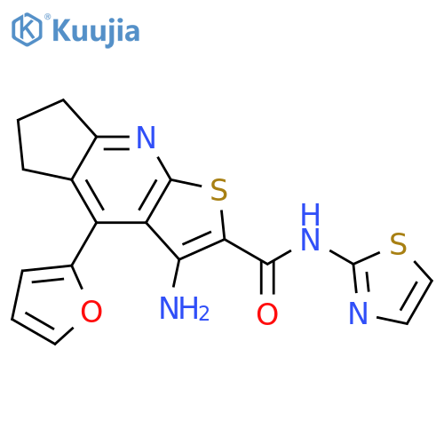 6-amino-8-(furan-2-yl)-N-(1,3-thiazol-2-yl)-4-thia-2-azatricyclo7.3.0.0^{3,7}dodeca-1,3(7),5,8-tetraene-5-carboxamide structure