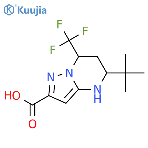 Pyrazolo[1,5-a]pyrimidine-2-carboxylicacid, 5-(1,1-dimethylethyl)-4,5,6,7-tetrahydro-7-(trifluoromethyl)- structure