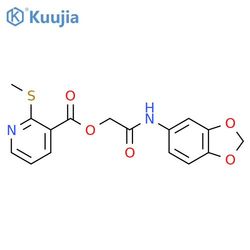 [2-(1,3-Benzodioxol-5-ylamino)-2-oxoethyl] 2-methylsulfanylpyridine-3-carboxylate structure