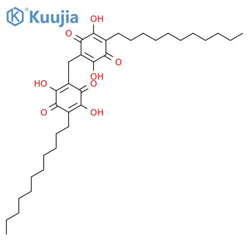 2-[(2,5-dihydroxy-3,6-dioxo-4-undecylcyclohexa-1,4-dien-1-yl)methyl]-3,6-dihydroxy-5-undecylcyclohexa-2,5-diene-1,4-dione structure