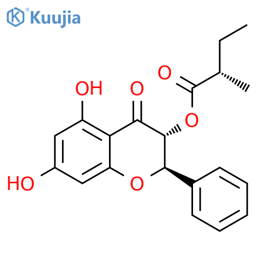 Butanoic acid, 2-methyl-, (2R,3R)-3,4-dihydro-5,7-dihydroxy-4-oxo-2-phenyl-2H-1-benzopyran-3-yl ester, (2S)- structure