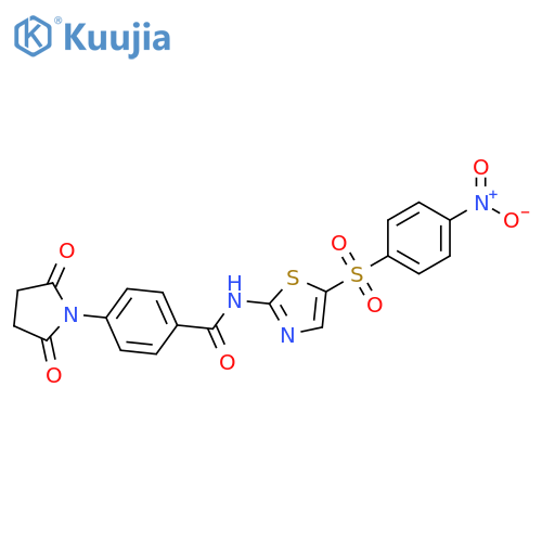 4-(2,5-dioxopyrrolidin-1-yl)-N-5-(4-nitrobenzenesulfonyl)-1,3-thiazol-2-ylbenzamide structure