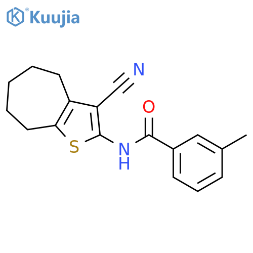 <br>N-(3-Cyano-5,6,7,8-tetrahydro-4H-cyclohepta[b]thiophen-2-yl)-3-methyl-benza mide structure