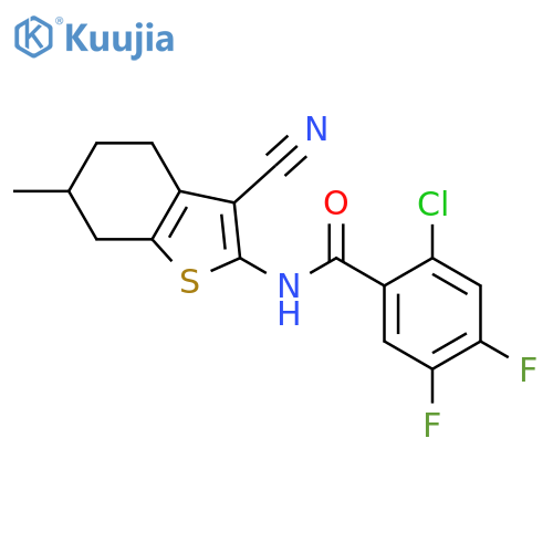 <br>2-Chloro-N-(3-cyano-6-methyl-4,5,6,7-tetrahydro-benzo[b]thiophen-2-yl)-4,5- difluoro-benzamide structure