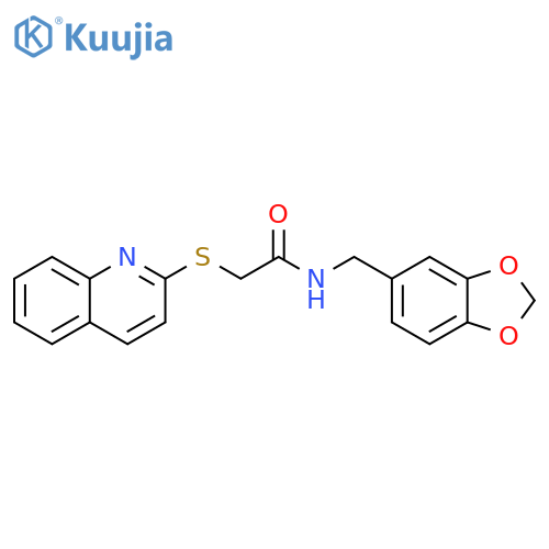 N-(2H-1,3-benzodioxol-5-yl)methyl-2-(quinolin-2-ylsulfanyl)acetamide structure