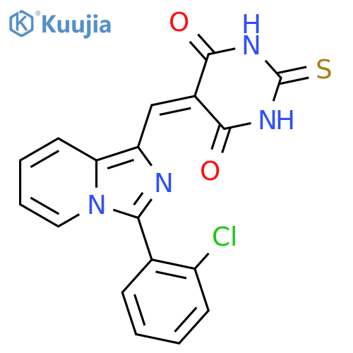 5-{3-(2-chlorophenyl)imidazo1,5-apyridin-1-ylmethylidene}-2-sulfanylidene-1,3-diazinane-4,6-dione structure