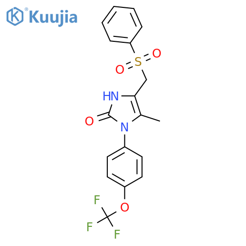 5-methyl-4-[(phenylsulfonyl)methyl]-1-[4-(trifluoromethoxy)phenyl]-1,3-dihydro-2H-imidazol-2-one structure