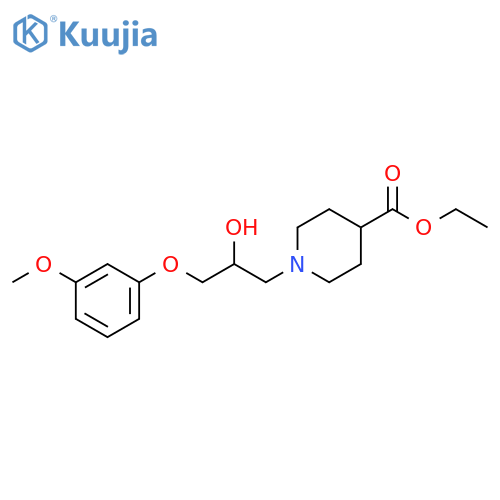 4-Piperidinecarboxylic acid, 1-[2-hydroxy-3-(3-methoxyphenoxy)propyl]-, ethyl ester structure