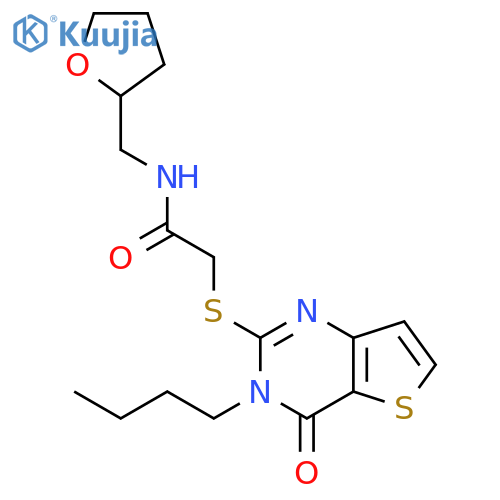2-({3-butyl-4-oxo-3H,4H-thieno3,2-dpyrimidin-2-yl}sulfanyl)-N-(oxolan-2-yl)methylacetamide structure