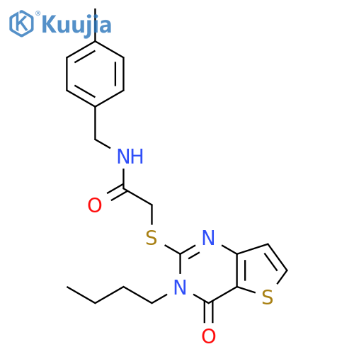 2-({3-butyl-4-oxo-3H,4H-thieno[3,2-d]pyrimidin-2-yl}sulfanyl)-N-[(4-methylphenyl)methyl]acetamide structure