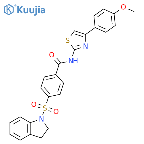4-(2,3-dihydro-1H-indole-1-sulfonyl)-N-[4-(4-methoxyphenyl)-1,3-thiazol-2-yl]benzamide structure