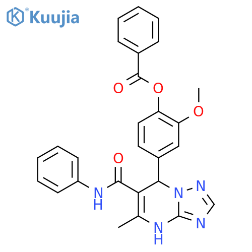 2-methoxy-4-5-methyl-6-(phenylcarbamoyl)-4H,7H-1,2,4triazolo1,5-apyrimidin-7-ylphenyl benzoate structure
