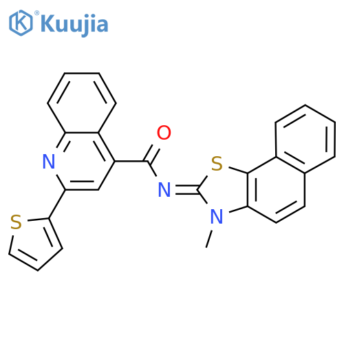 N-(2Z)-3-methyl-2H,3H-naphtho2,1-d1,3thiazol-2-ylidene-2-(thiophen-2-yl)quinoline-4-carboxamide structure