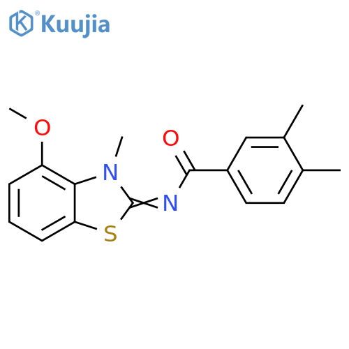 N-[(2E)-4-methoxy-3-methyl-2,3-dihydro-1,3-benzothiazol-2-ylidene]-3,4-dimethylbenzamide structure