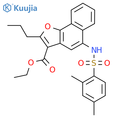 ethyl 5-(2,4-dimethylbenzenesulfonamido)-2-propylnaphtho1,2-bfuran-3-carboxylate structure