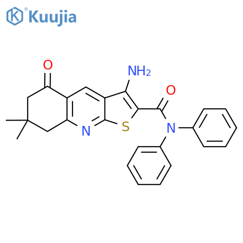 3-amino-7,7-dimethyl-5-oxo-N,N-diphenyl-5H,6H,7H,8H-thieno2,3-bquinoline-2-carboxamide structure