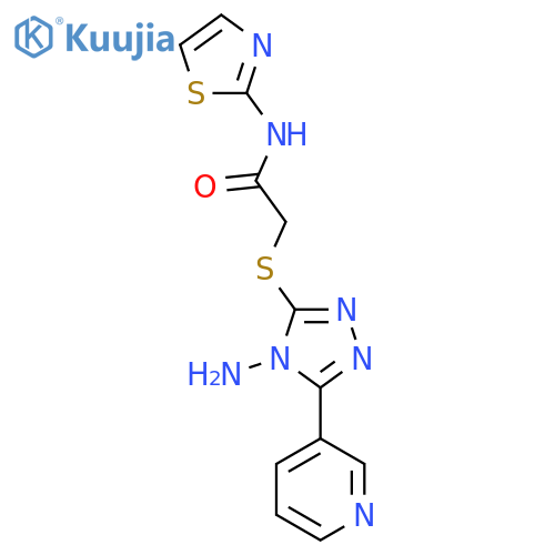 2-{[4-amino-5-(pyridin-3-yl)-4H-1,2,4-triazol-3-yl]sulfanyl}-N-(1,3-thiazol-2-yl)acetamide structure