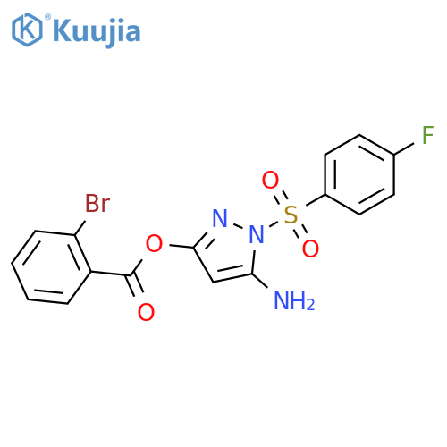 5-amino-1-(4-fluorobenzenesulfonyl)-1H-pyrazol-3-yl 2-bromobenzoate structure