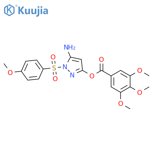 5-amino-1-(4-methoxybenzenesulfonyl)-1H-pyrazol-3-yl 3,4,5-trimethoxybenzoate structure