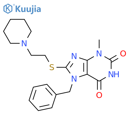 7-benzyl-3-methyl-8-{2-(piperidin-1-yl)ethylsulfanyl}-2,3,6,7-tetrahydro-1H-purine-2,6-dione structure