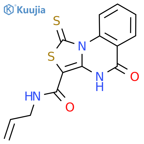 5-oxo-N-(prop-2-en-1-yl)-1-sulfanylidene-1H,4H,5H-1,3thiazolo3,4-aquinazoline-3-carboxamide structure