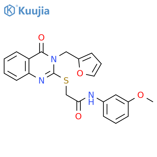 2-({3-(furan-2-yl)methyl-4-oxo-3,4-dihydroquinazolin-2-yl}sulfanyl)-N-(3-methoxyphenyl)acetamide structure