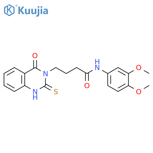 N-(3,4-dimethoxyphenyl)-4-(4-oxo-2-sulfanylidene-1,2,3,4-tetrahydroquinazolin-3-yl)butanamide structure