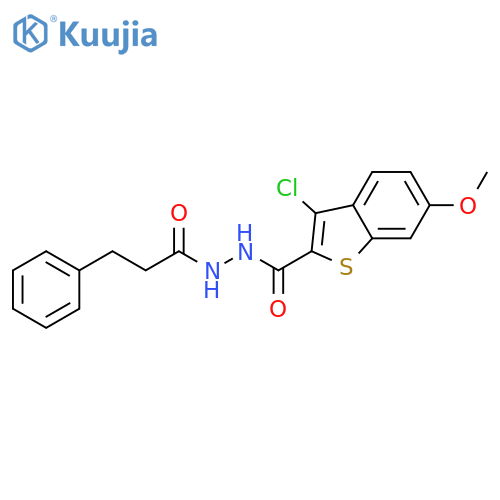 N'-(3-chloro-6-methoxy-1-benzothiophene-2-carbonyl)-3-phenylpropanehydrazide structure