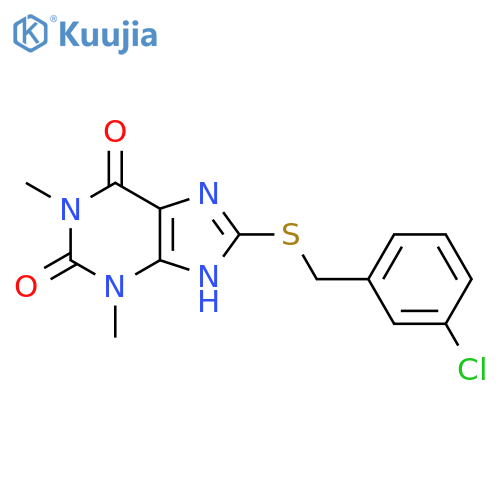 8-{(3-chlorophenyl)methylsulfanyl}-1,3-dimethyl-2,3,6,7-tetrahydro-1H-purine-2,6-dione structure