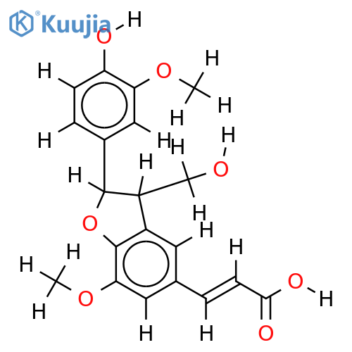 2-(3-methoxy-4-hydroxyphenyl)-3-hydroxymethyl-5-trans-carboxymethylene-7-methoxy-2,3-dihydro-benzofuran structure