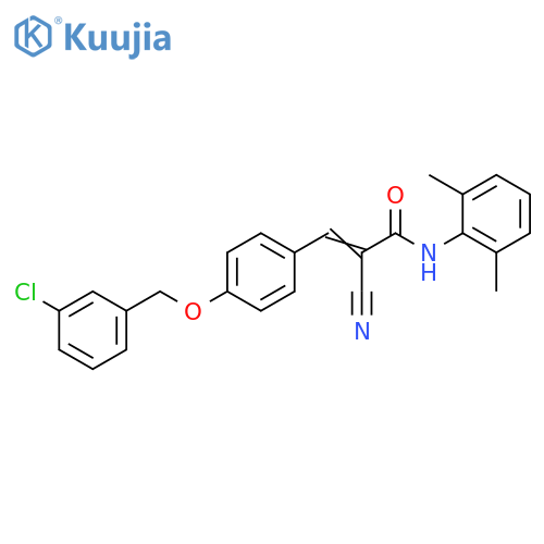 3-[4-[(3-Chlorophenyl)methoxy]phenyl]-2-cyano-N-(2,6-dimethylphenyl)-2-propenamide structure