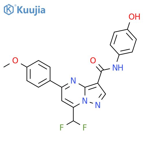 <br>7-(difluoromethyl)-N-(4-hydroxyphenyl)-5-(4-methoxyphenyl)pyrazolo[1,5-a]py rimidine-3-carboxamide structure