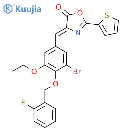 (Z)-4-(3-Bromo-5-ethoxy-4-((2-fluorobenzyl)oxy)benzylidene)-2-(thiophen-2-yl)oxazol-5(4H)-one structure