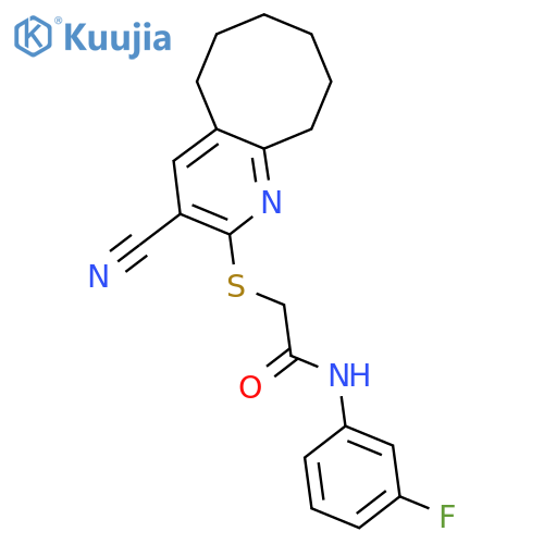 2-({3-cyano-5H,6H,7H,8H,9H,10H-cycloocta[b]pyridin-2-yl}sulfanyl)-N-(3-fluorophenyl)acetamide structure