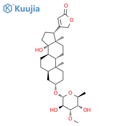 (3beta,5beta)-3-[(6-deoxy-3-O-methyl-alpha-L-altropyranosyl)oxy]-14-hydroxycard-20(22)-enolide structure