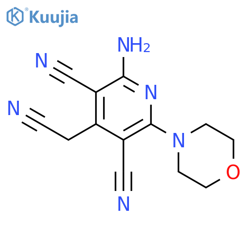 2-amino-4-(cyanomethyl)-6-(morpholin-4-yl)pyridine-3,5-dicarbonitrile structure