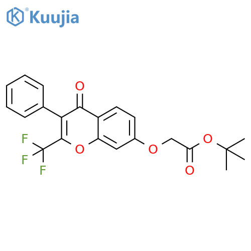 tert-butyl 2-{4-oxo-3-phenyl-2-(trifluoromethyl)-4H-chromen-7-yloxy}acetate structure