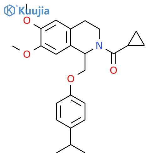 2-cyclopropanecarbonyl-6,7-dimethoxy-1-{4-(propan-2-yl)phenoxymethyl}-1,2,3,4-tetrahydroisoquinoline structure