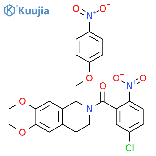 2-(5-chloro-2-nitrobenzoyl)-6,7-dimethoxy-1-(4-nitrophenoxy)methyl-1,2,3,4-tetrahydroisoquinoline structure