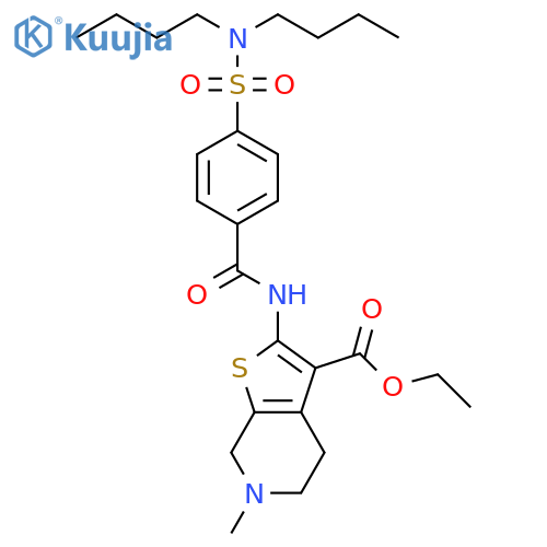 ethyl 2-4-(dibutylsulfamoyl)benzamido-6-methyl-4H,5H,6H,7H-thieno2,3-cpyridine-3-carboxylate structure