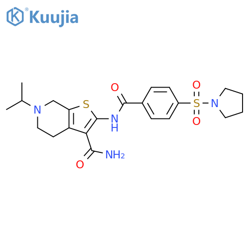 6-(propan-2-yl)-2-4-(pyrrolidine-1-sulfonyl)benzamido-4H,5H,6H,7H-thieno2,3-cpyridine-3-carboxamide structure