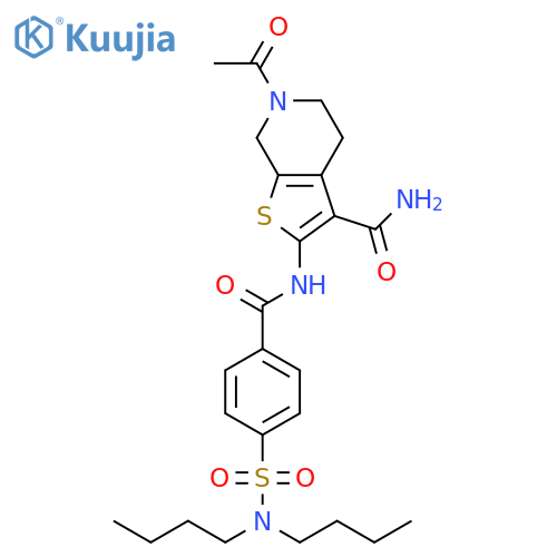 6-acetyl-2-4-(dibutylsulfamoyl)benzamido-4H,5H,6H,7H-thieno2,3-cpyridine-3-carboxamide structure