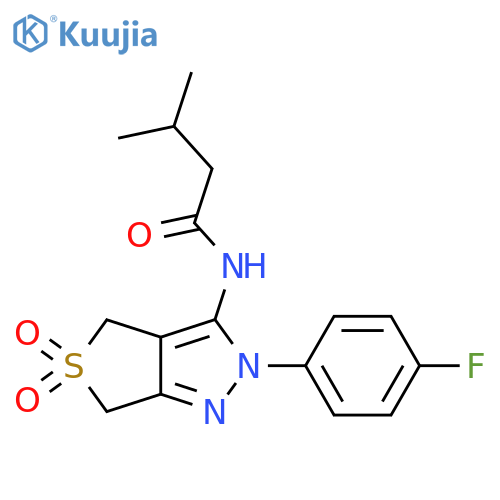 N-[2-(4-fluorophenyl)-5,5-dioxo-2H,4H,6H-5lambda6-thieno[3,4-c]pyrazol-3-yl]-3-methylbutanamide structure